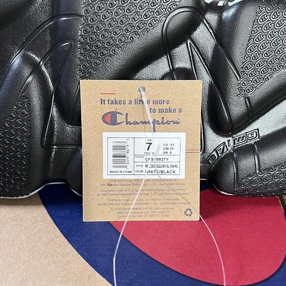 Champion Basketball Meloso Squish Swirl Slides Sandals Shower Youth Boy’s size 7 - Picture 7 of 9